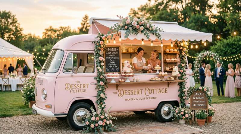 Sweet Confections food truck at an outdoor wedding